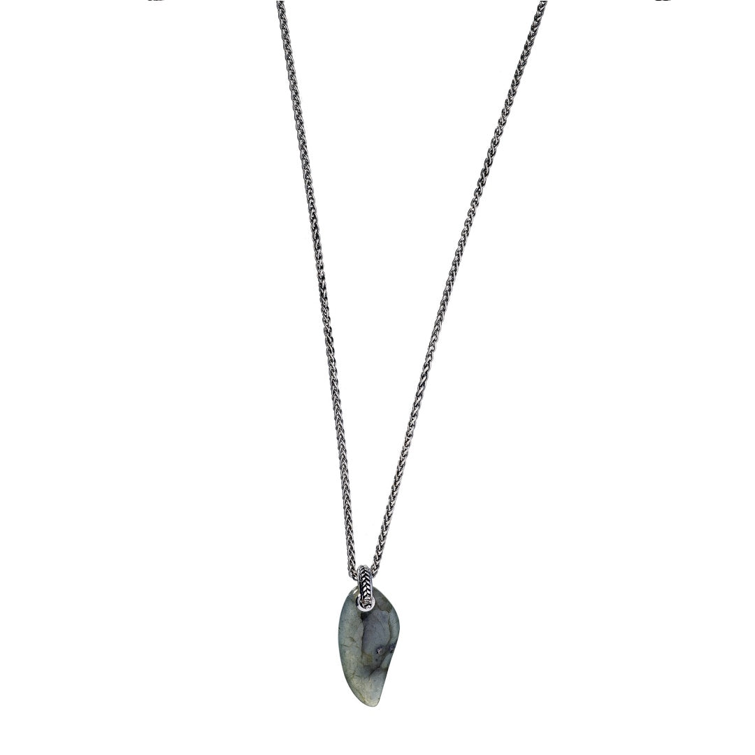 Labradorite Gemstone Horn Sterling Silver Pendant Necklace I Jan Leslie Cufflinks and Accessories. 