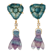 Jan Leslie's one-of-a-kind 'Lagoon Bee' 18k gold earrings