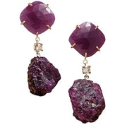 Jan Leslie's one-of-a-kind 18k rose gold earrings with faceted ruby cushion studs