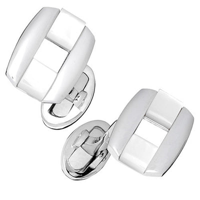 Mother Of Pearl Rectangular Buckle Cufflinks by Jan Leslie