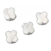 Gemstone Four Leaf Clover Sterling Silver Tuxedo Studs in mother of pearl I Jan Leslie Cufflinks and Accessories. 