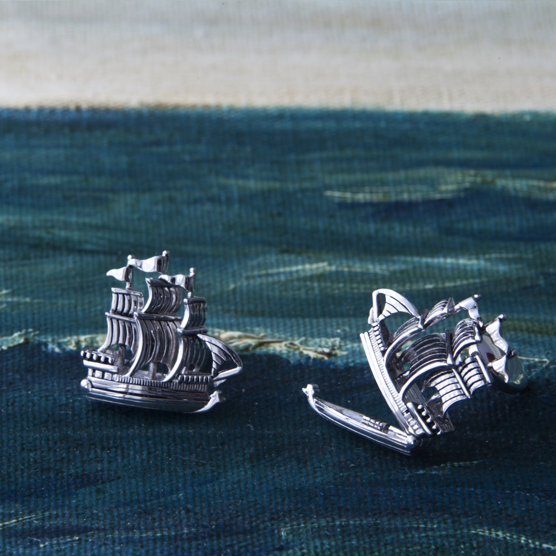 Treasure Ship Sterling Silver Cufflinks