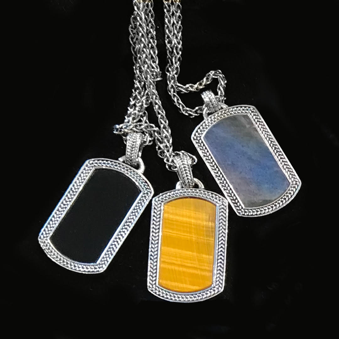 gemstone plaque necklace